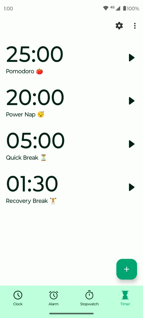 Fossify Clock: Saved countdown timers