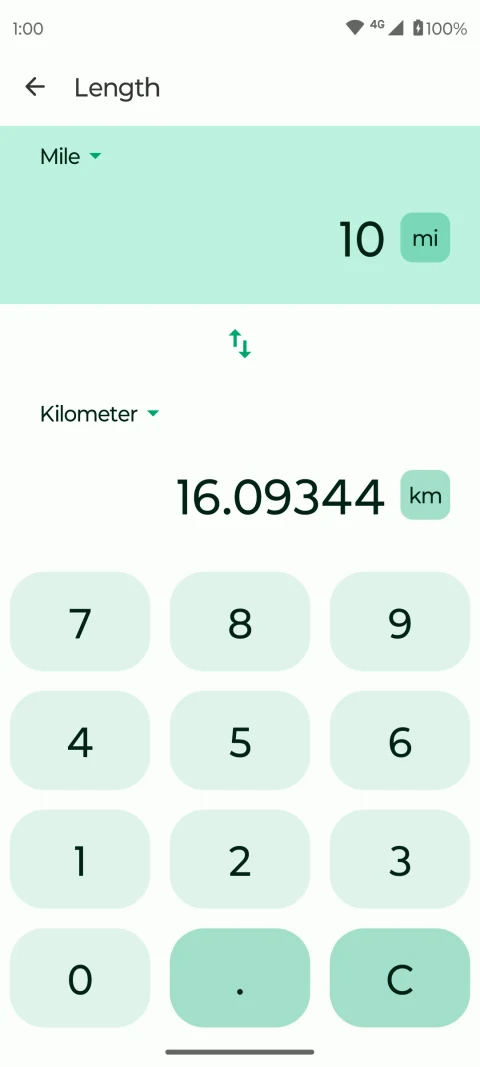 Fossify Calculator: Convert miles to kilometers