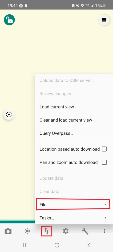 Vespucci: Publisher-annotated Android menu for loading saved map data