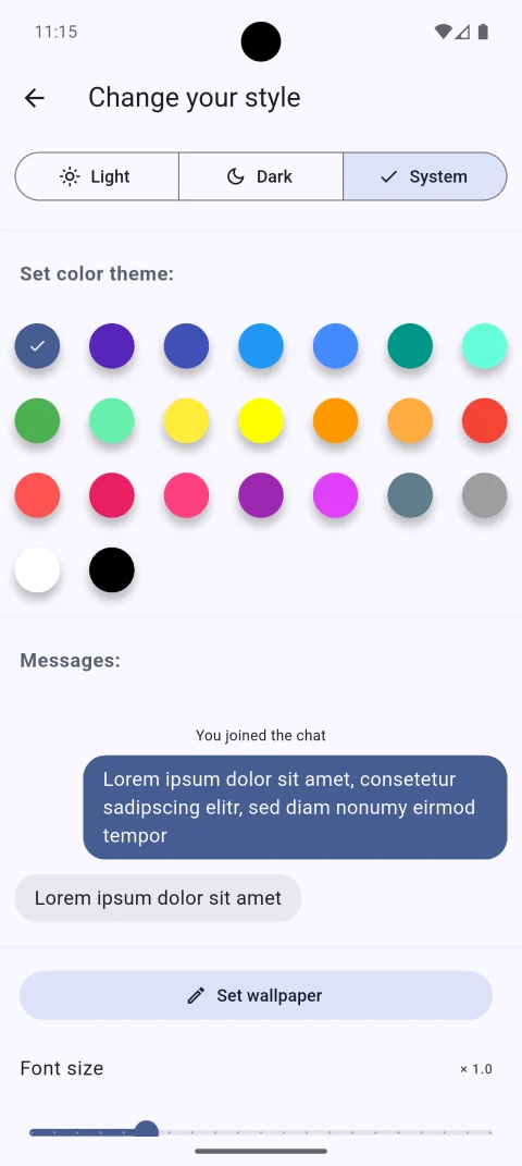 FluffyChat: Theme and color settings