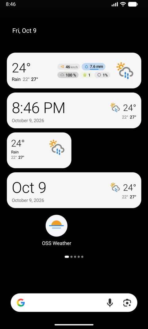 OSS Weather: Android home-screen weather widgets