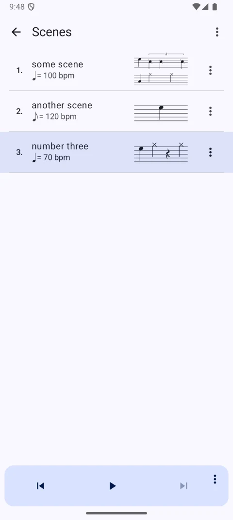 Metronome: Saved rhythm scenes