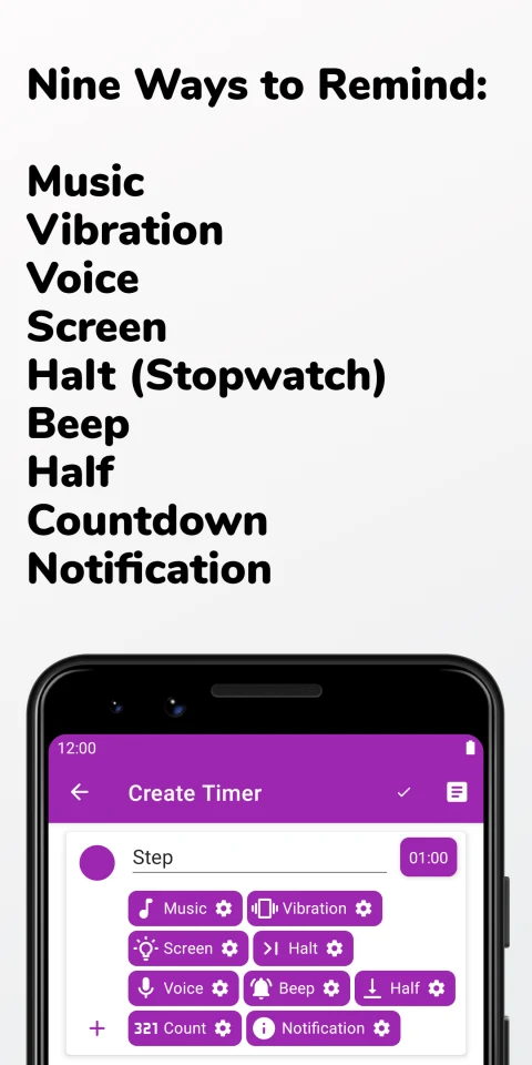 TimeR Machine: Choose reminder types