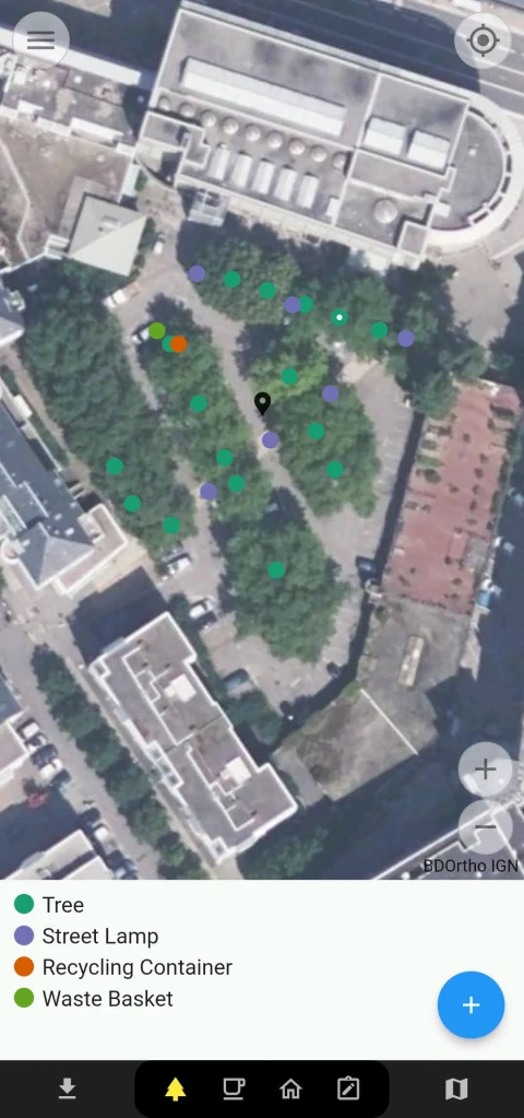 Every Door: Earlier publisher Android micromapping view over IGN imagery