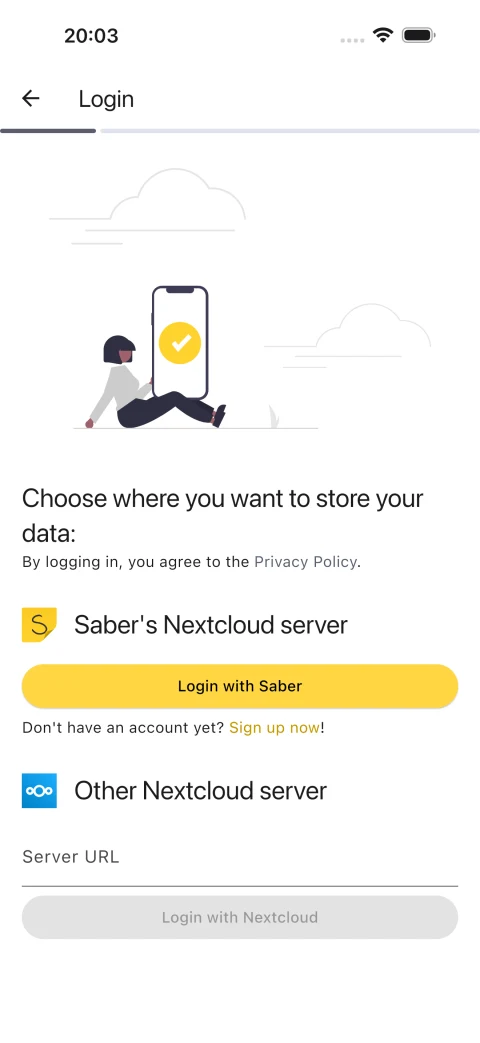 Saber: Choose a synchronization server
