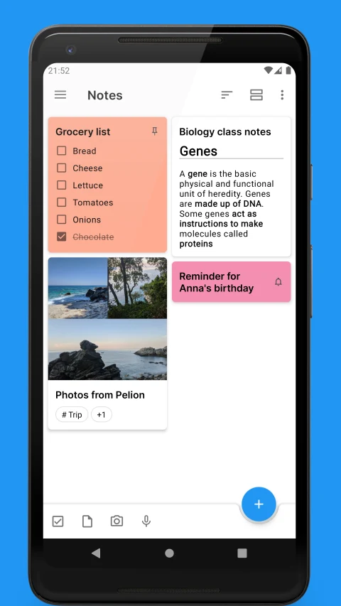 Quillpad: Notebook list with notes and attachments