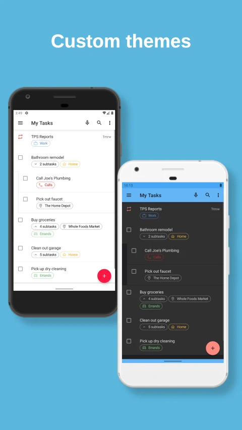 Tasks.org: Task lists with light and dark themes