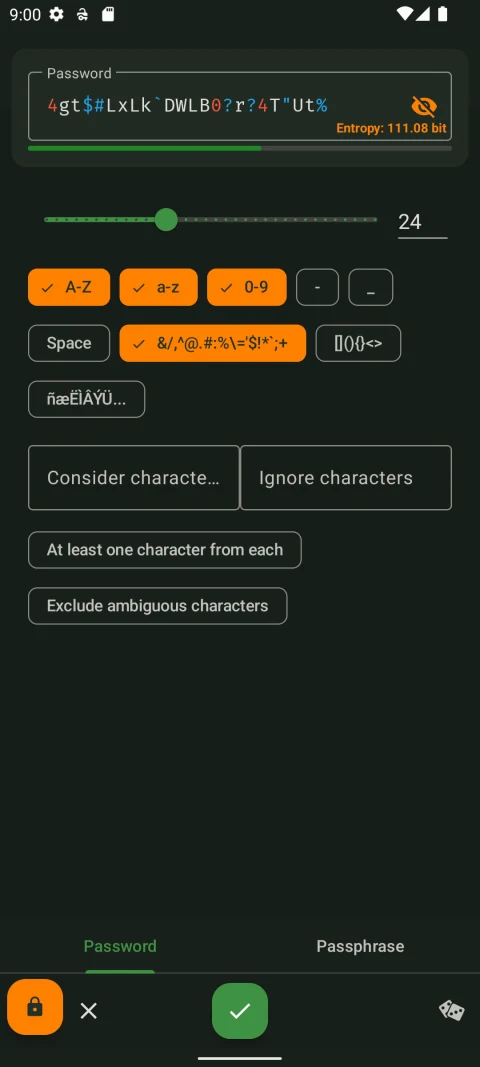 KeePassDX: Generate a password