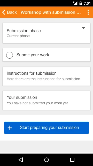 Moodle: Earlier publisher Android workshop-submission view (2017)