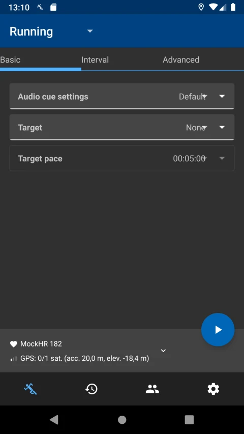 RunnerUp: Start a run with pace and audio settings