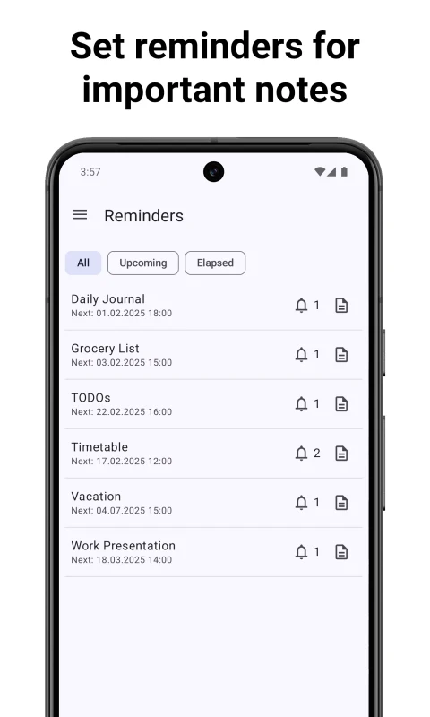 NotallyX: Upcoming and elapsed reminders