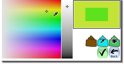 Publisher documentation view of the rainbow colour selector, also implemented in the native Android app.