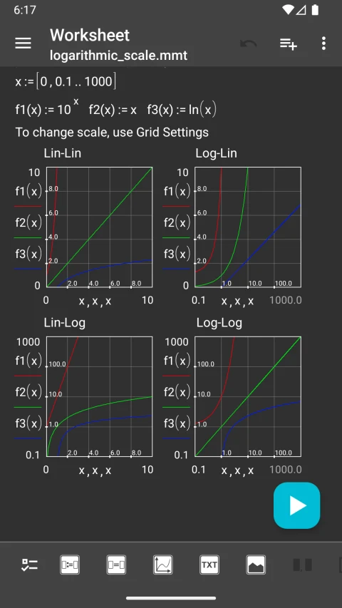 micro Mathematics: Earlier Android logarithmic axes