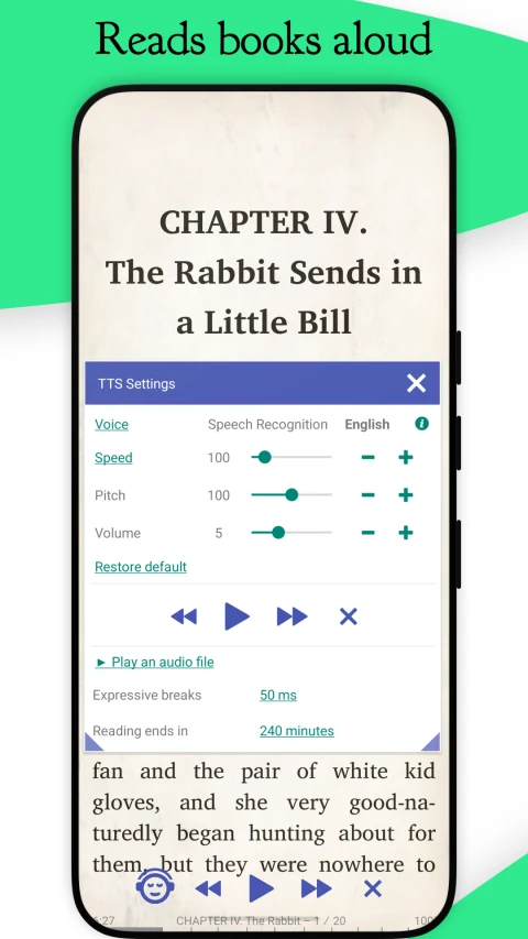 Librera Reader: Text-to-speech controls