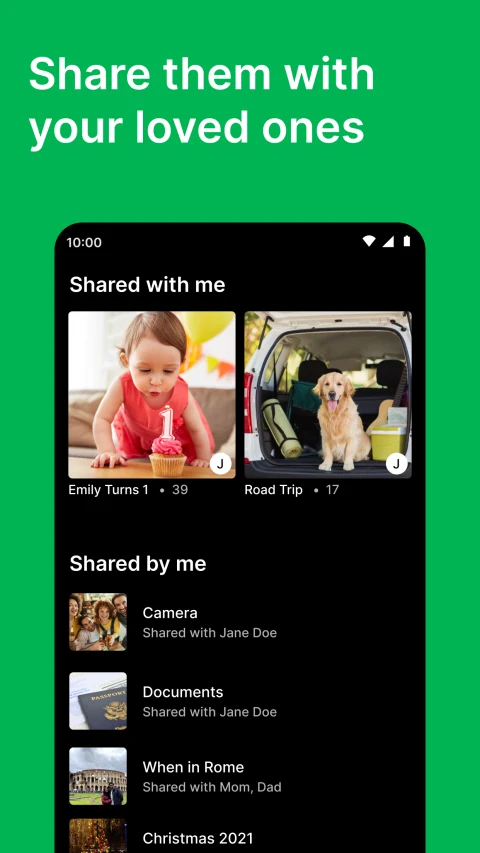 Ente Photos Android shared albums and sharing controls