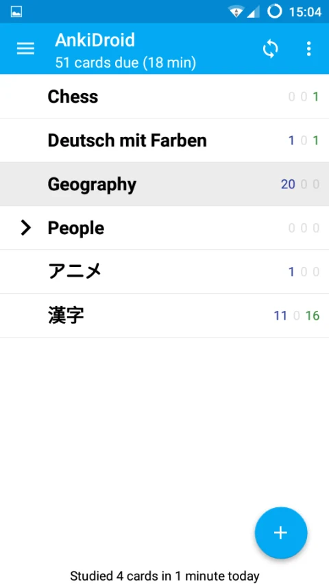 AnkiDroid: Flashcard deck list