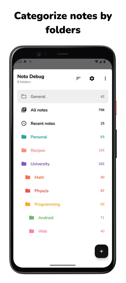Noto: Note folders and their colors