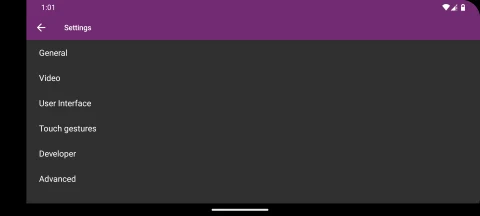 mpv-android: Player settings categories