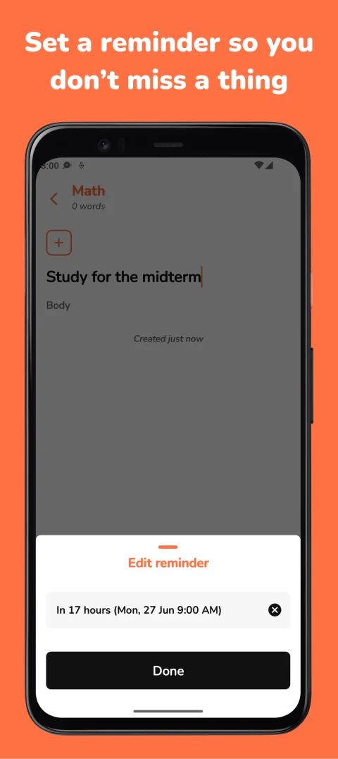 Noto: Set a reminder for a note