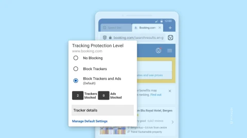 Vivaldi for Android tracker- and ad-blocking controls.