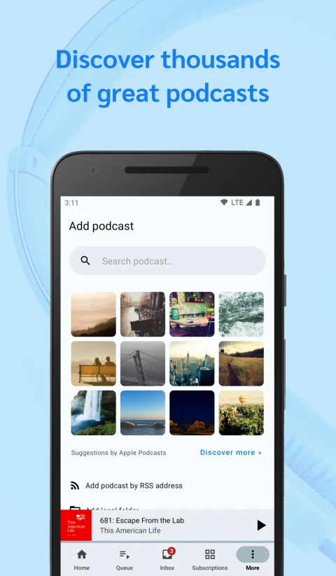 AntennaPod: Earlier Android podcast search