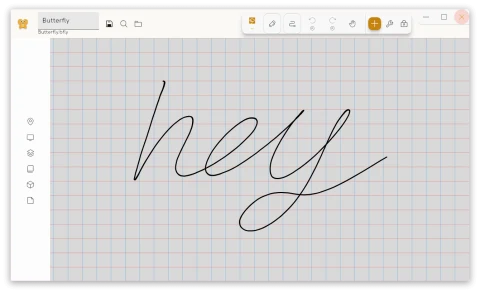 Butterfly publisher shared-interface view of a drawing canvas and grid