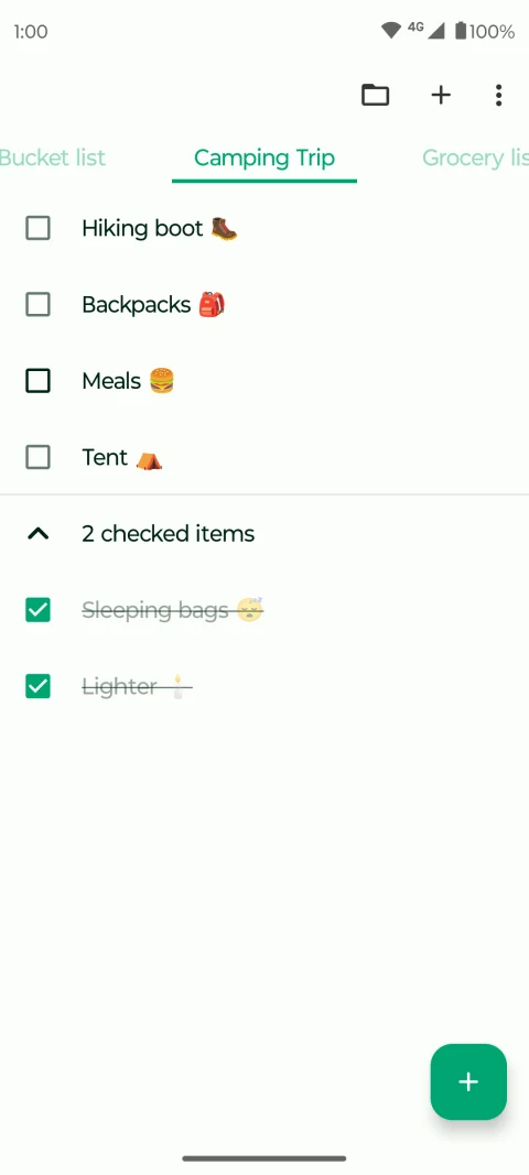 Fossify Notes: Checklist with completed items