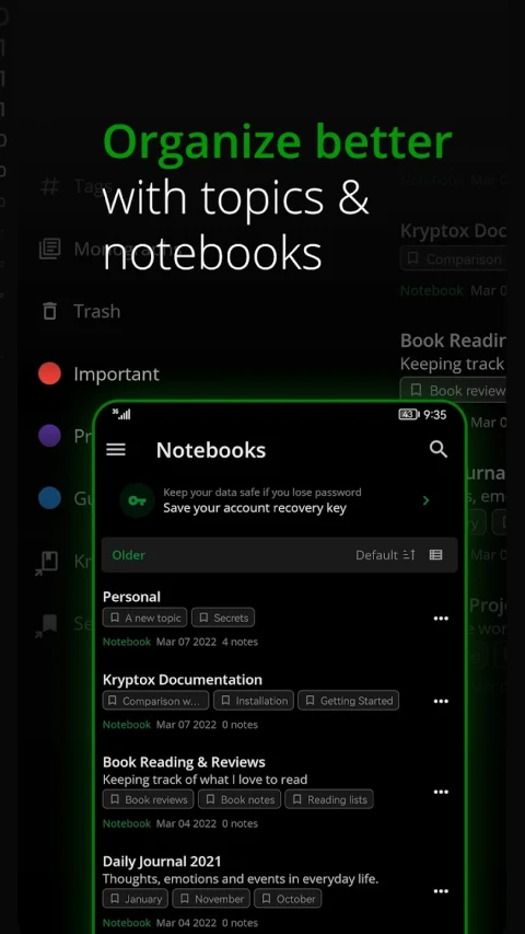 Notesnook: Notebooks and topics
