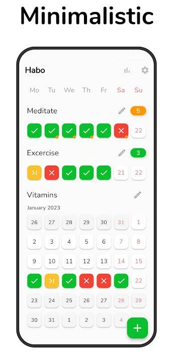 Habo: Habit calendar in light mode