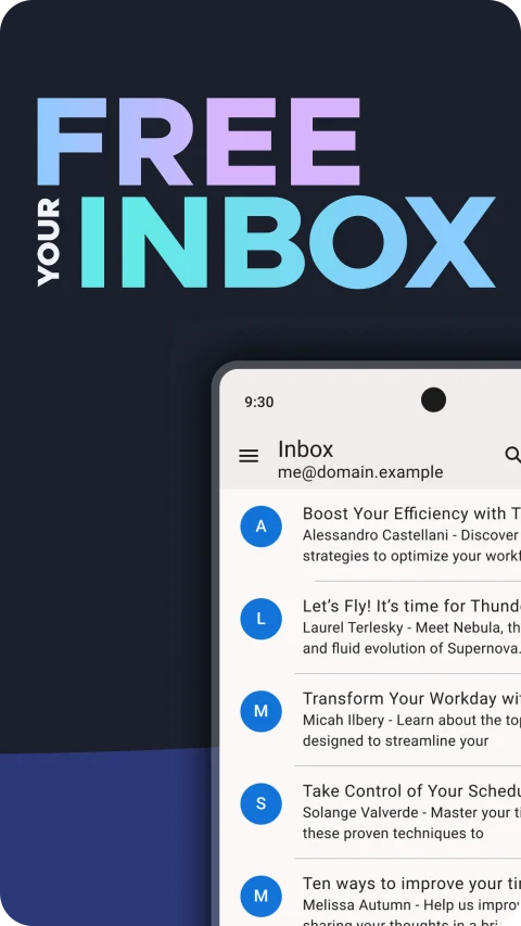Thunderbird: Email inbox with sample messages