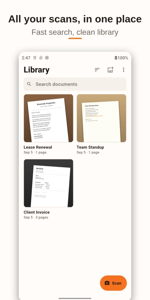 OpenScan: Document library with sample files