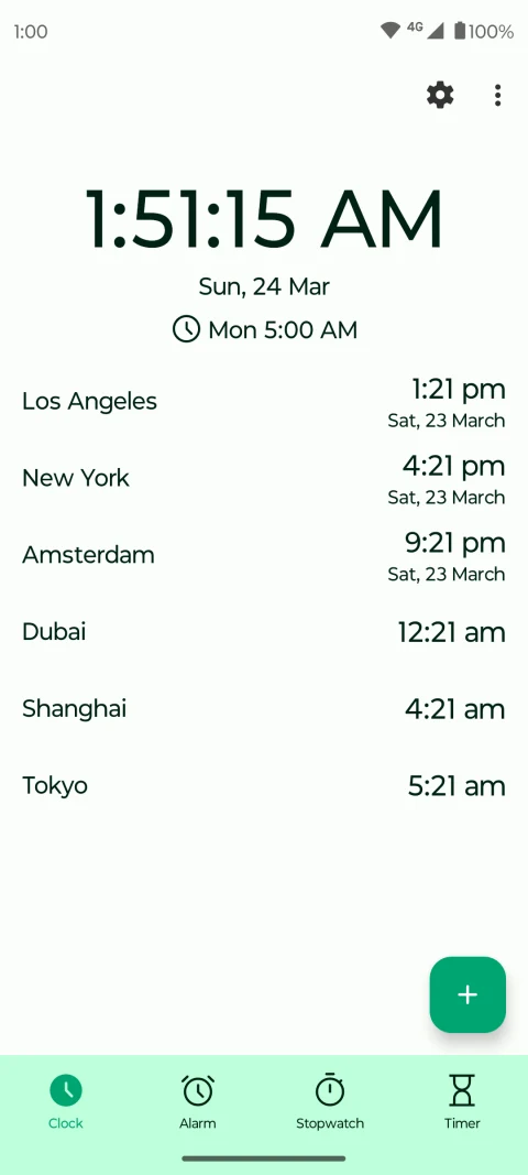 Fossify Clock: World clocks and the next alarm