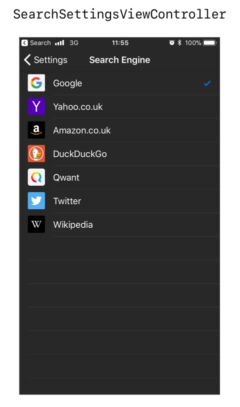 Firefox Focus earlier iPhone search-engine selection reference; current providers vary