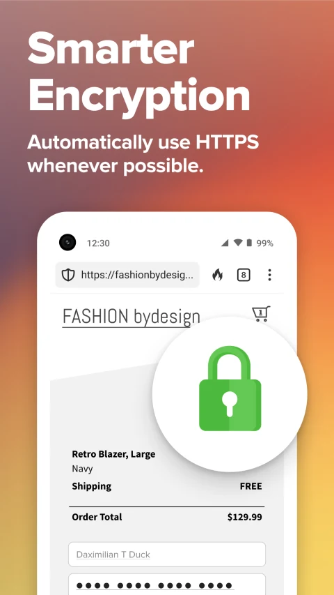 DuckDuckGo Android publisher example showing HTTPS browsing protection