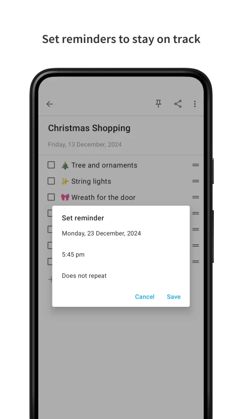 Notally: Set a reminder for a note