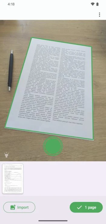 FairScan: Detect a paper page with the camera