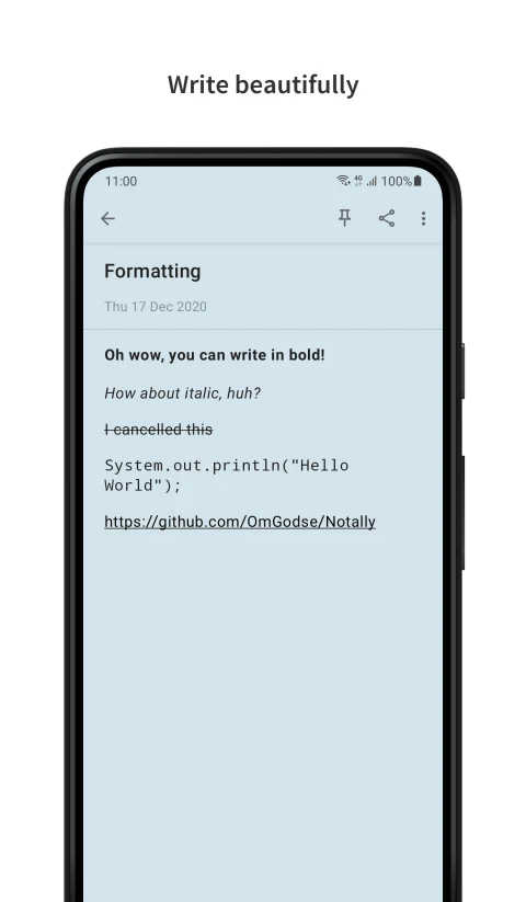 Notally: Rich-text formatting