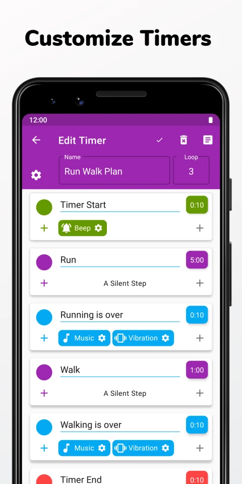 TimeR Machine: Edit timer stages and reminders