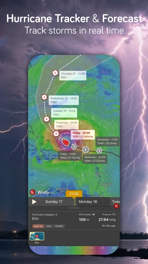 Windy.com: Publisher Android promotional hurricane and wind forecast view