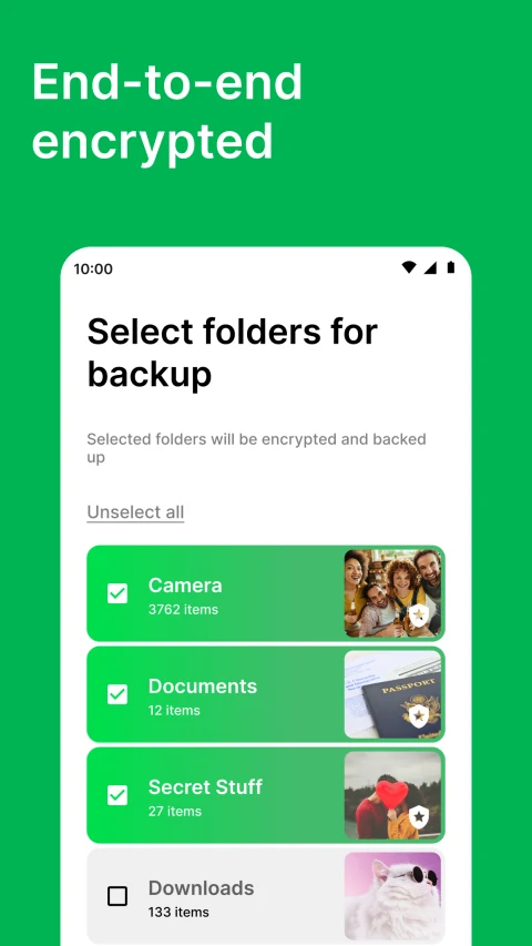 Ente Photos Android folder selection for encrypted photo backup