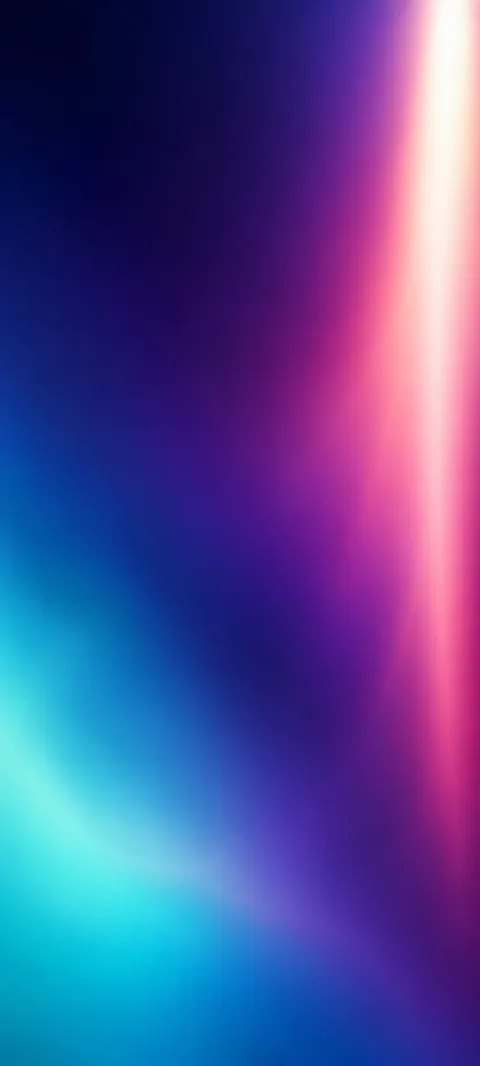 A pale rose right-edge beam beside violet and lower-left turquoise.