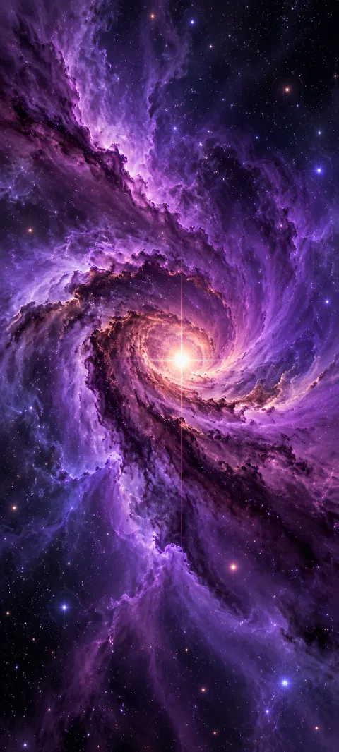 Violet dust clouds curl around a bright star.