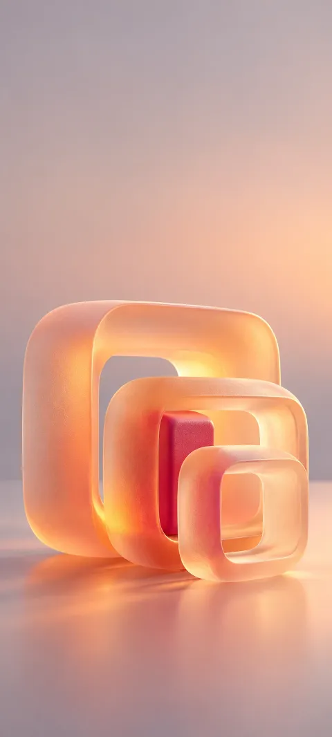 Frosted apricot rounded-square rings surrounding a raspberry bar.