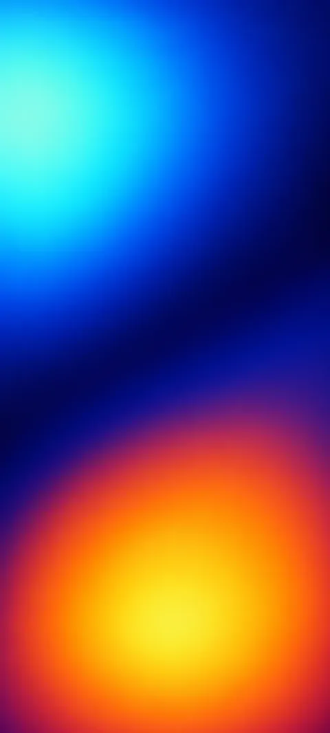 Upper-left cyan and low amber glows separated by dark cobalt.