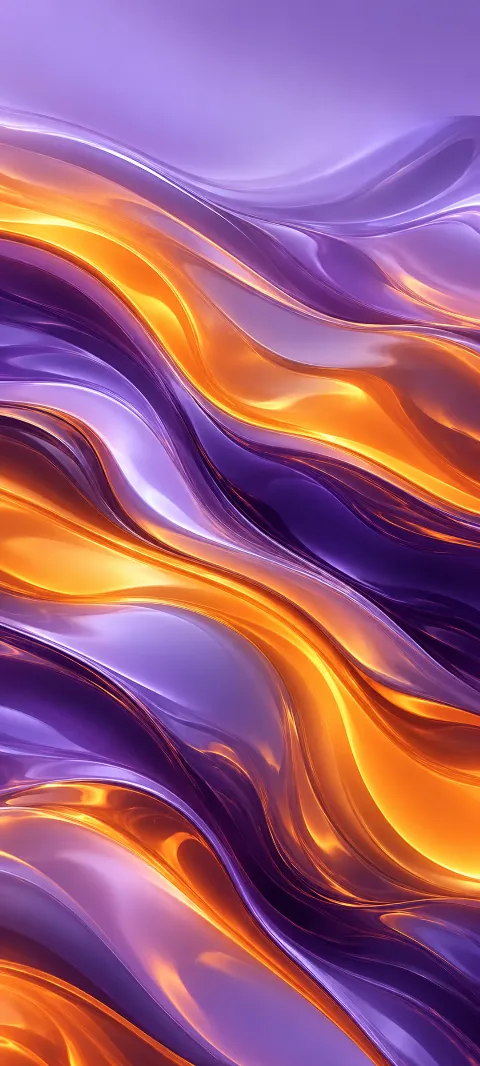 Lavender and orange molten bands flow through an abstract field.