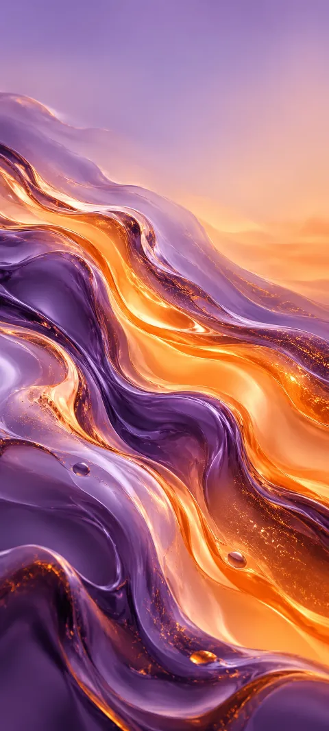 Lavender and orange bands pour diagonally like molten material.