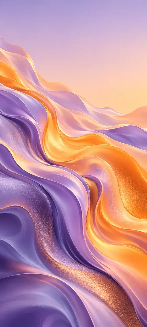 Lavender and orange bands pour diagonally like molten material.