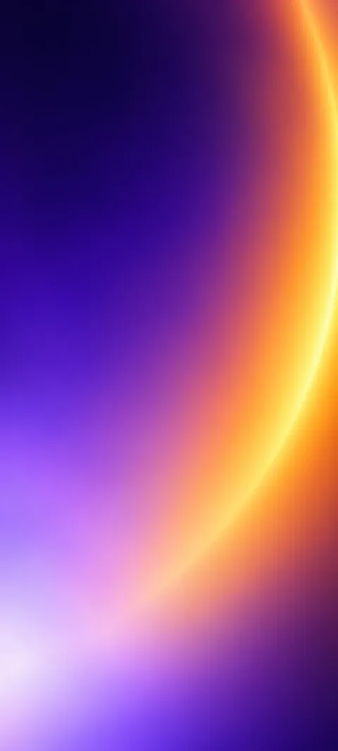 An amber arc curves along a violet gradient with a pale lavender lower left.