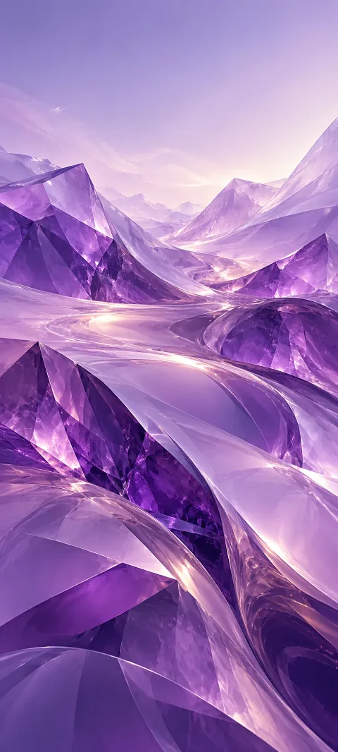 Amethyst forms rise and curl like a nonliteral tidal current.