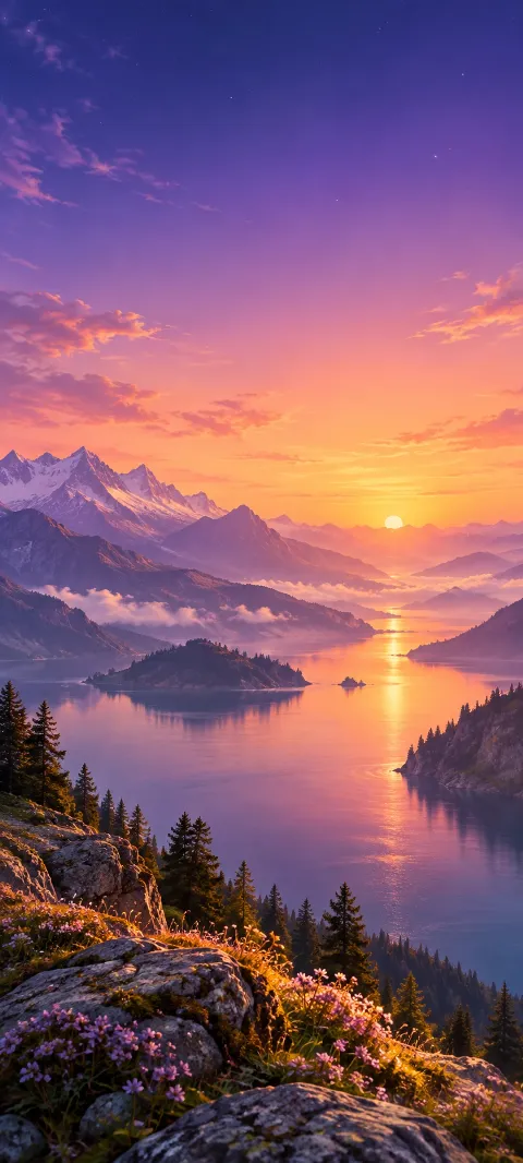 A smooth indigo-to-violet-to-peach color field.